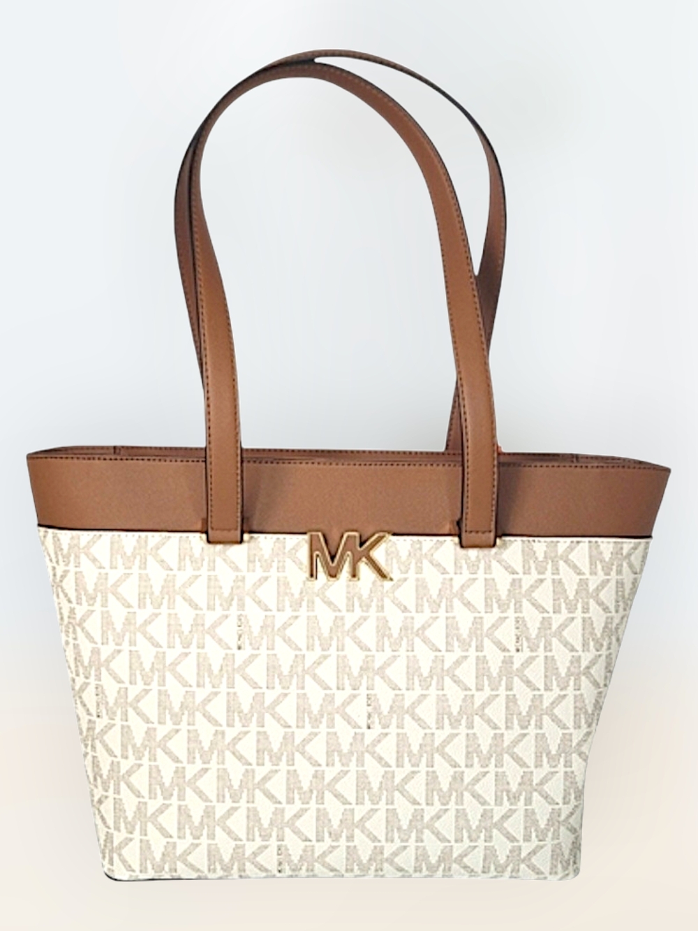 MICHAEL Michael Kors Brown & Vanilla MK Logo Tote Bag